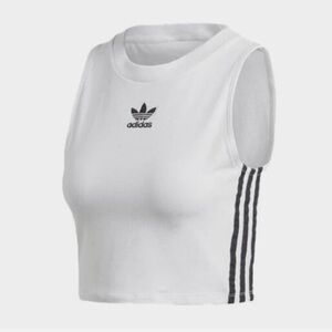 Adidas White Sleeveless Crop Top